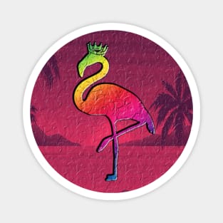 funny flamingo on the beach in pink Magnet